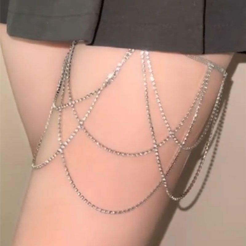 Tassel Bowknot Choker Ring Y2K Sexy Hot Girl Leg Women Lace High-end Anklet Body Chain Jewelry_voghion.com