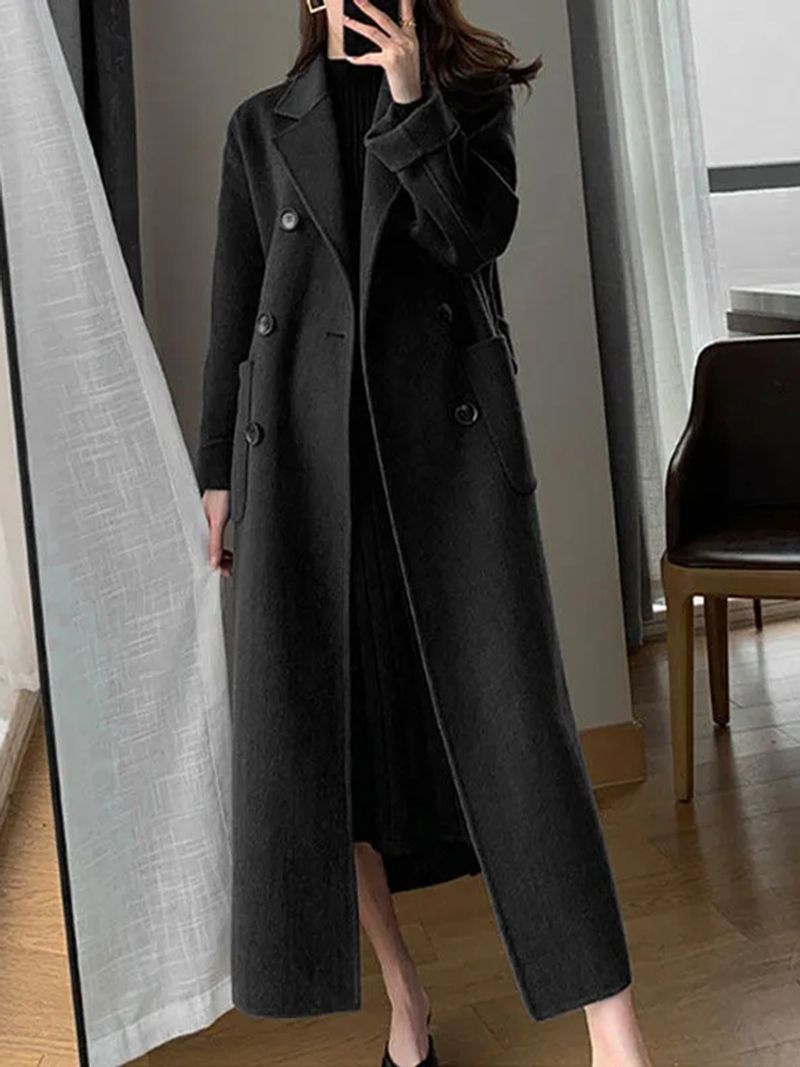 Jmprs Winter Wollen Lange Jas Casual Vrouwen Double Breasted Faux Wollen Jas Fall Fashion Koreaanse Dames Zwarte Kleding Nieuw_voghion.com