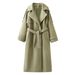 "Eleganter langer Wollmantel für Damen – Trenchcoat mit Gürtel und Reverskragen, Oversize-Passform, warme Winteroberbekleidung, stilvoll und bequem"_voghion.com
