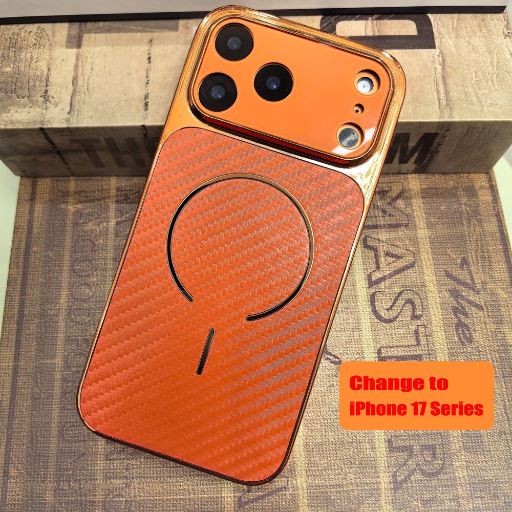 Luxury Carbon Fiber Magnetic Magsafe Soft Bumper Case For IPhone 17 16 15 14 13 Pro Max Air Plus Large Window Protection Cover_voghion.com