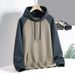 Herren-Fleece-Hoodie im Color-Block-Design – Pullover mit Raglanärmeln und Kontrasteinsätzen, Streetwear-Essential (Hellgrau/Khaki/Beige)_voghion.com