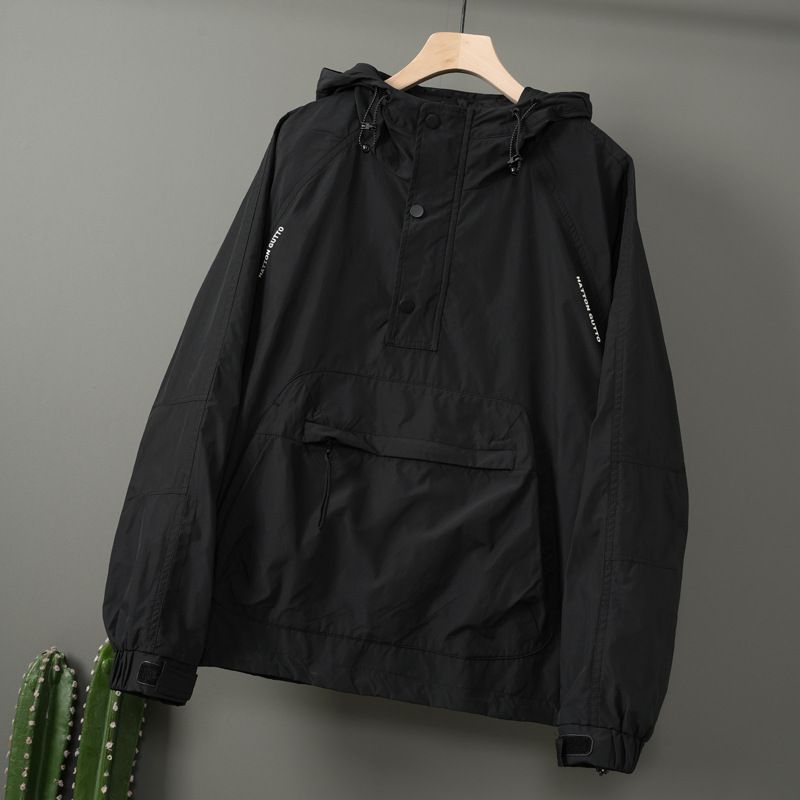 Men's Clothing Men's Waterproof Hooded Windbreaker Jacket - Lightweight Casual Raincoat For Outdoor & Daily Wear (Black/Khaki, Sizes M-3XL)_voghion.com