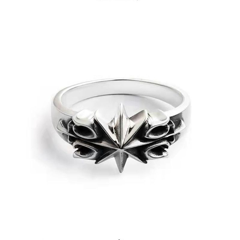 Anello da uomo personalizzato retrò a sei punte con stella pronto all'uso_voghion.com