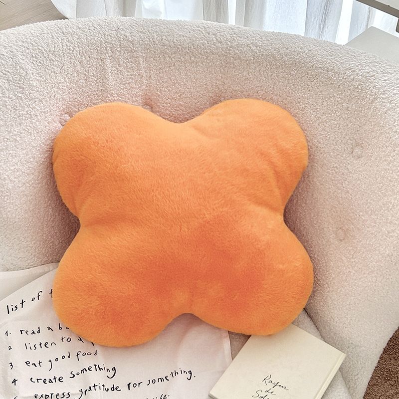 ​Nordic Style Rabbit Fur Clover Pillow - Minimalist Solid Color Home Decor, Soft Plush Cushion For Sofa, Floor & Bed_voghion.com