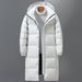 Men's Long Down Jacket Winter Coat With Hood, Thickened Warm Parka For Teen Boys & Couples, Water-Resistant Windproof Outerwear_voghion.com