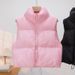 Pufferweste für Damenbekleidung – gesteppte ärmellose Jacke mit Stehkragen, dicker, warmer Wintermantel in trendigen Farben_voghion.com
