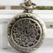 Large Five-Pointed Pocket Quartz Hanging Hollow Star Bronze Color Flip Cover Chain Watch_voghion.com