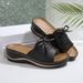 Women's Shoes Round Toe Sandals For Women With Stitching Wedge Heels And Bowknot Comfortable Large Size Sandals_voghion.com