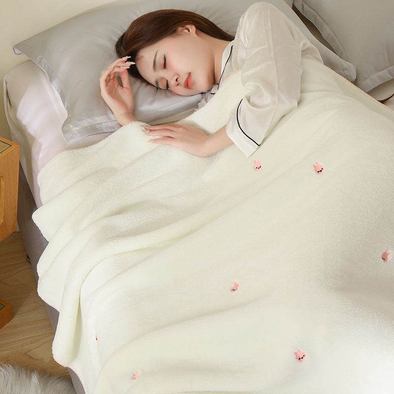 Embroidered Coral Fleece Shawl Thickened Air-Conditioning Blanket 2025 New Arrival_voghion.com