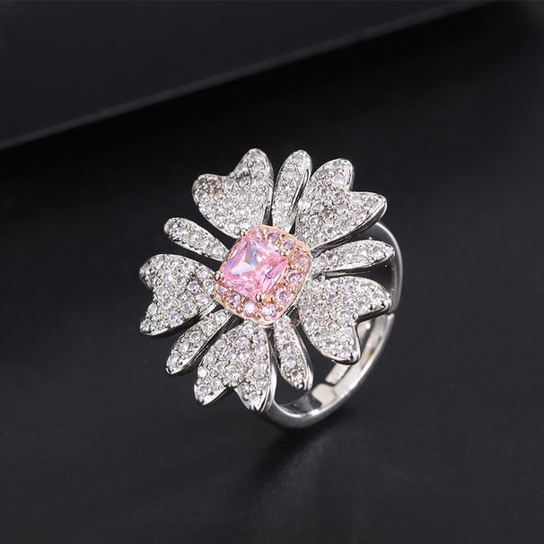 Gioielli in stile etnico Collana con anello rosa in tre pezzi, orecchini con ciondolo con diamanti incastonati in micro_voghion.com