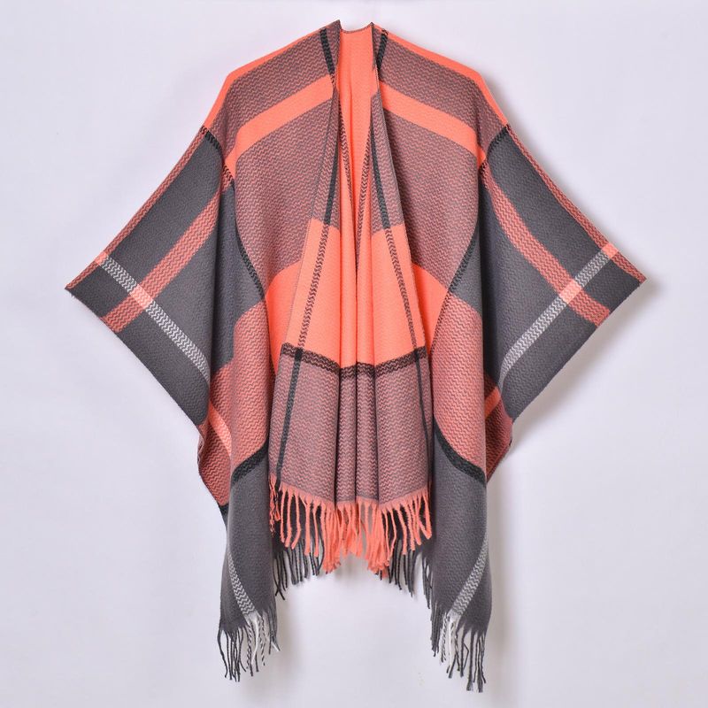 Classic Line Plaid Schal, Neuer verdickter Strickjackenumhang für Damen im Herbst und Winter_voghion.com