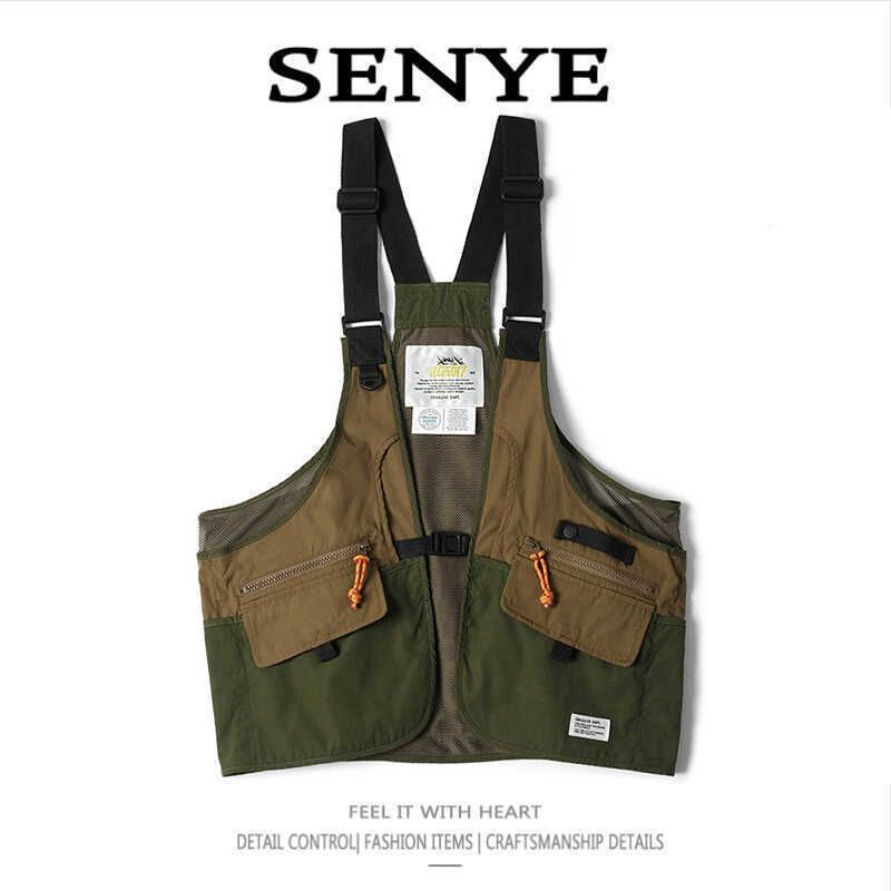 Męska odzież robocza High Street, kamizelka dla mężczyzn i kobiet, outdoorowa, wielofunkcyjna, taktyczna kamizelka wędkarska, elegancka, kontrastowa kurtka_voghion.com