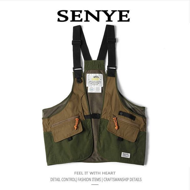 Męska odzież robocza High Street, kamizelka dla mężczyzn i kobiet, outdoorowa, wielofunkcyjna, taktyczna kamizelka wędkarska, elegancka, kontrastowa kurtka_voghion.com