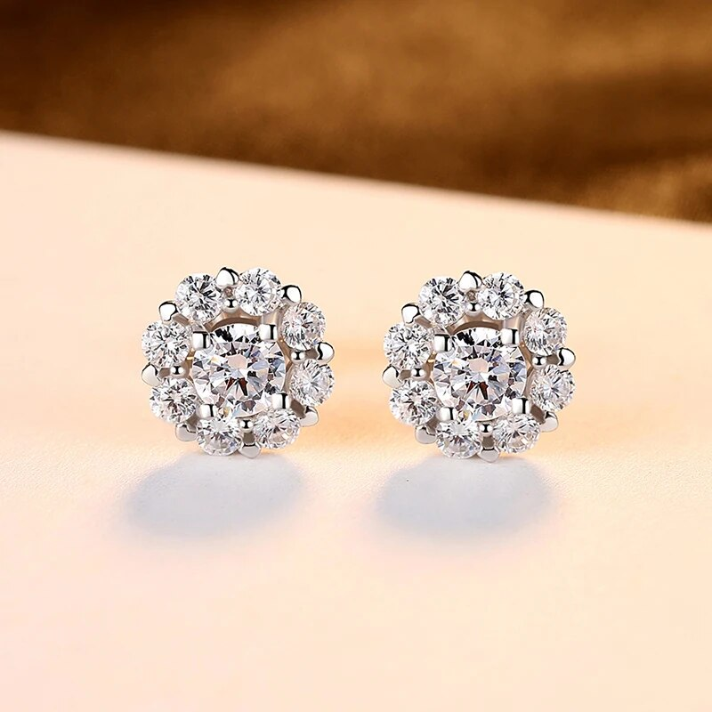 Boucles d'oreilles à clous en forme de fleur pour femmes, en argent Sterling véritable et délicat, pétale de zircone cubique, boucles d'oreilles de mariage, 2022_voghion.com