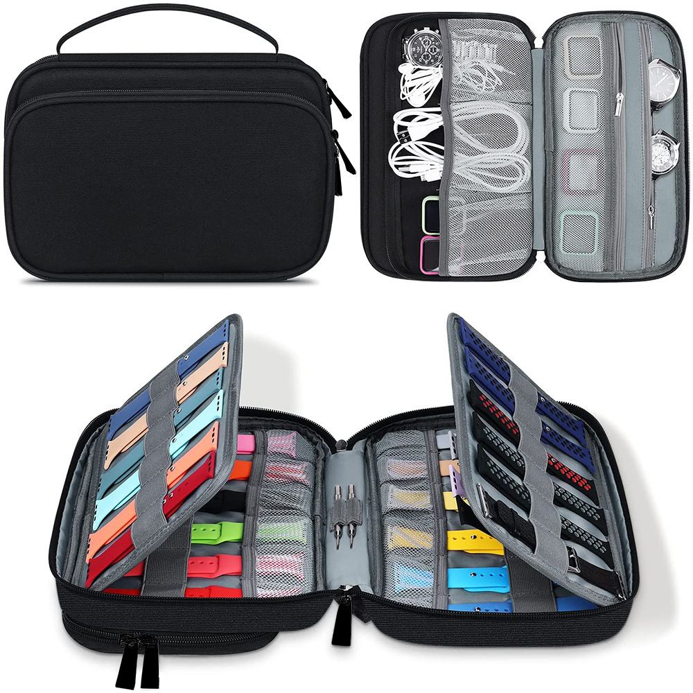 36-Slot Watch Band & Cable Organizer - Multi-Function Storage Case For Watch Straps Chargers And Accessories_voghion.com