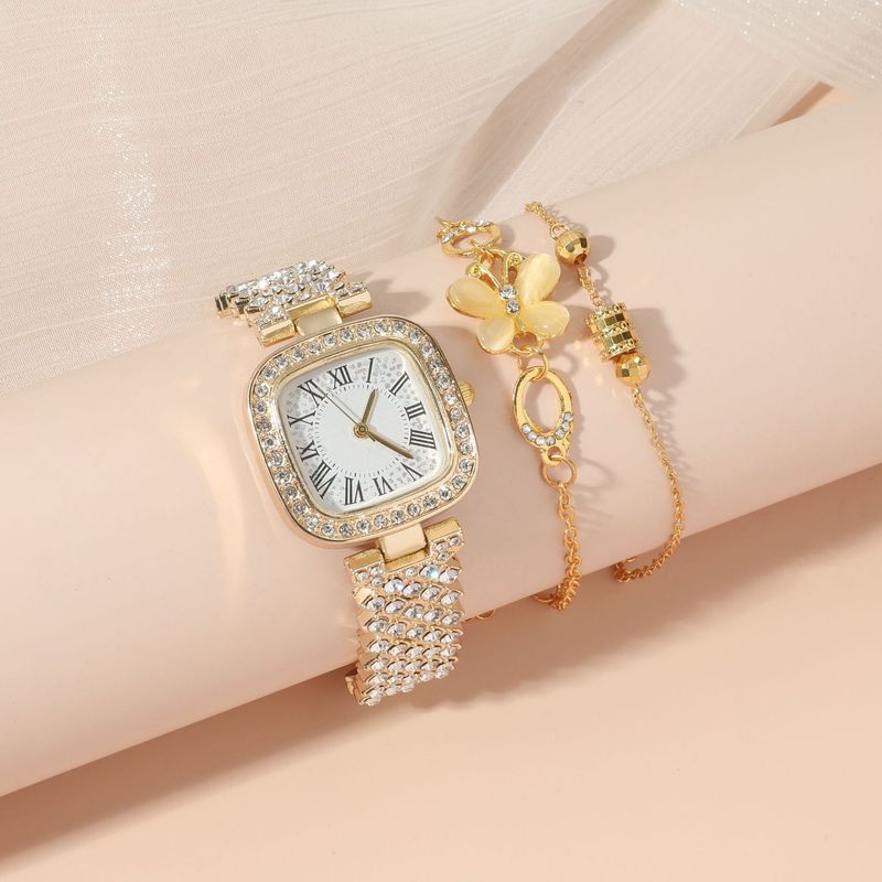 Ensemble de montres pour femmes : montre carrée tendance, montre papillon et petit bracelet de taille_voghion.com