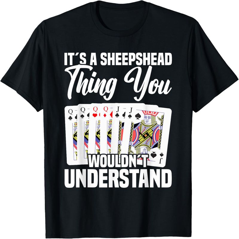 Sheepshead Game Lover Sheepshead Kaartspel Sheepshead T-shirt, klein, zwart._voghion.com