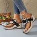 Women's Shoes Bohemian Style Wedge Heel Thick Sole, Sandals, Rivets, Elegant, Party, Simple, Solid Color, Summer_voghion.com