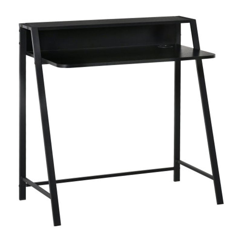 HOMCOM Computertisch Stilvoller Schreibtisch Mit Ablage Und Kabelmanagement, Metall Schwarz 84x45x85cm Für Home Office Und Arbeitszimmer_voghion.com