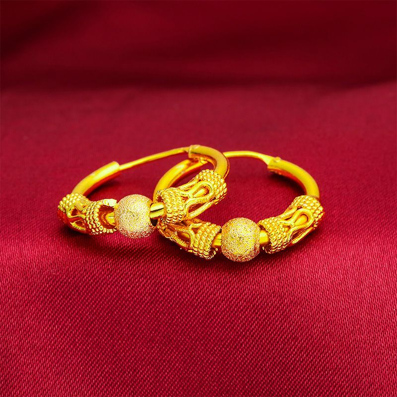 Transfer beads Vietnam gold transfer beads earrings brass gold plated smooth small gold beads transfer beads women's earrings wholesale_voghion.com