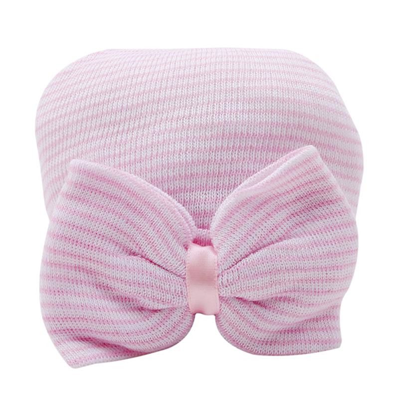 Baby Hat Cute Big Bow Striped 0-3 Months Newborn Products Winter Warm Soft Comfortable Photography Props Baby Hooded Cap_voghion.com