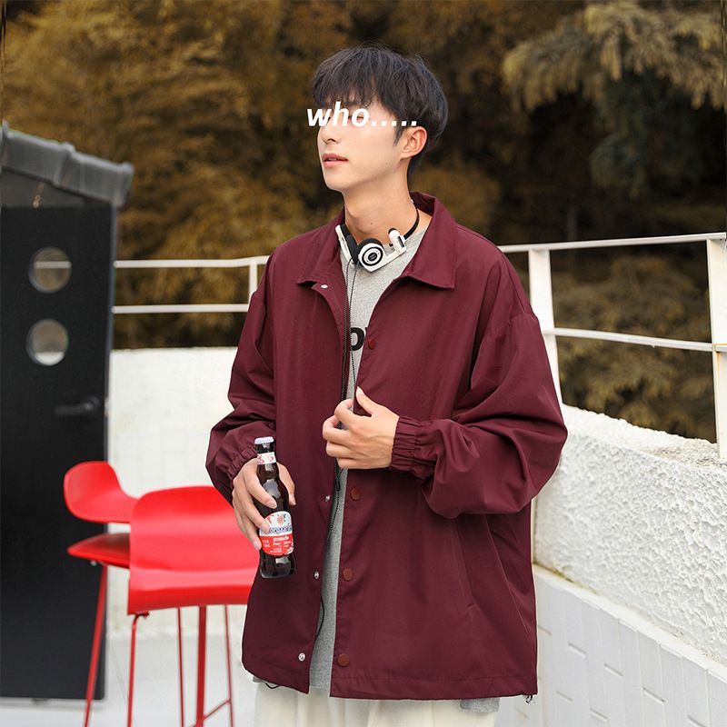 2024 New Solid Color Flip Collar Button Coat Men's Loose Fashion Brand Jacket Men's_voghion.com