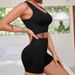 LazyZoom Set Seamless Knitted Sports Yoga Shorts Short Sleeve Running Tight Workout Clothes_voghion.com