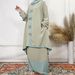 Verve Arabic Women's Ice Silk Wrinkled Two-Piece With Bowknot, Solid Color Double-Layer Hat, Long Sleeve Dress Set_voghion.com