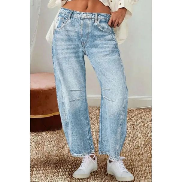 Retro-Bananenhose, lockere Jeans mit weitem Bein, mittlere Taille, gerades Bein, Denim, lockere Passform, gerade geschnittene Freizeitjeans für Damen_voghion.com