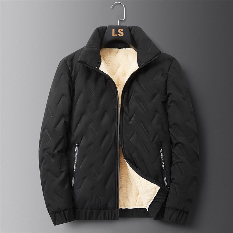 Übergrößen-Jacke mit Sherpa-Futter für Herren – Wintertauglicher Mantel mit Fleecefutter und Stehkragen (L-8XL, 2 Farben) – Ganzjahres-Polyester-Außenmaterial_voghion.com