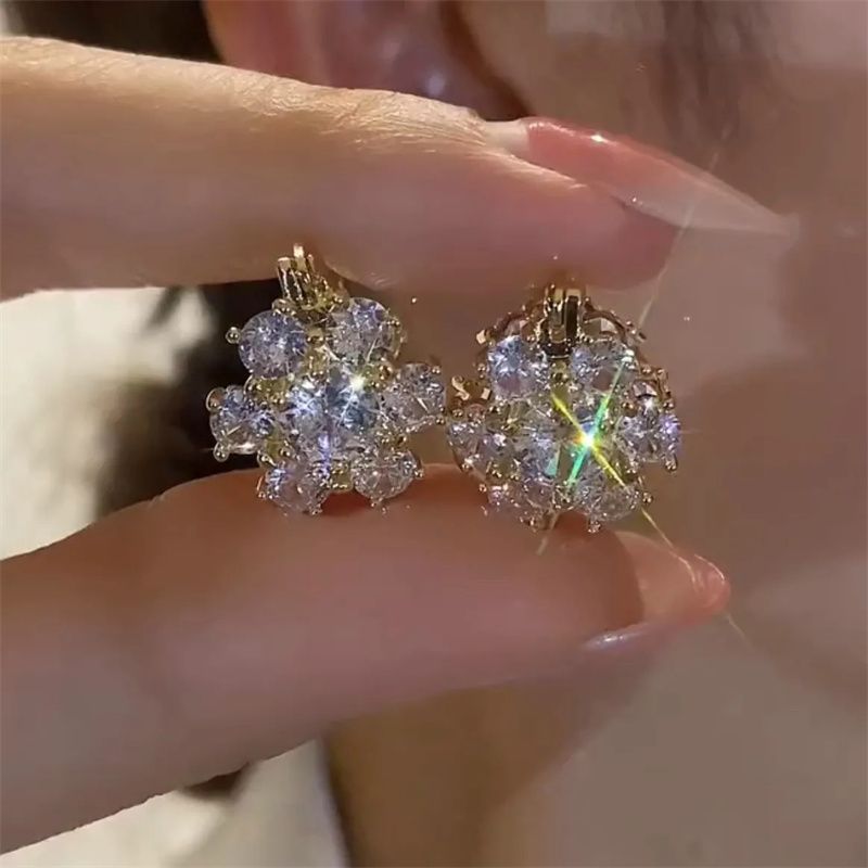 Orecchini da donna con ciondolo di alta qualità e design di nicchia, con fiore di zircone bifacciale alla moda super flash 1225_voghion.com