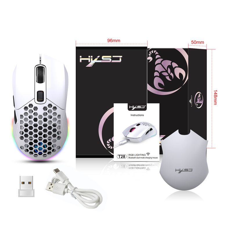 New hollow out wireless with rechargeable RGB light 4800dpi interchangeable back cover for gaming lightweight mouse_voghion.com
