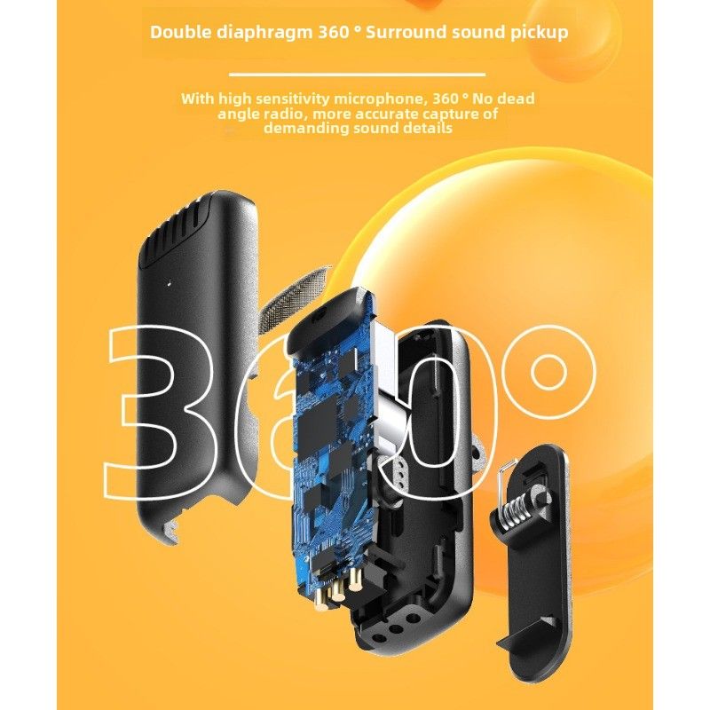 Wireless collar microphone J13 one for two with charging compartment, live broadcast radio recording noise reduction_voghion.com