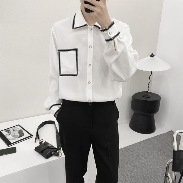 Camicia a maniche lunghe primavera autunno per uomo, marchio Ins, stile giapponese di Hong Kong, ampia, monella e attraente, unica_voghion.com