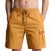 Unschlagbare Qualität Herren-Arbeitsshorts, Übergröße, einfarbig, multifunktionale Tasche, Strandhose, lässig_voghion.com