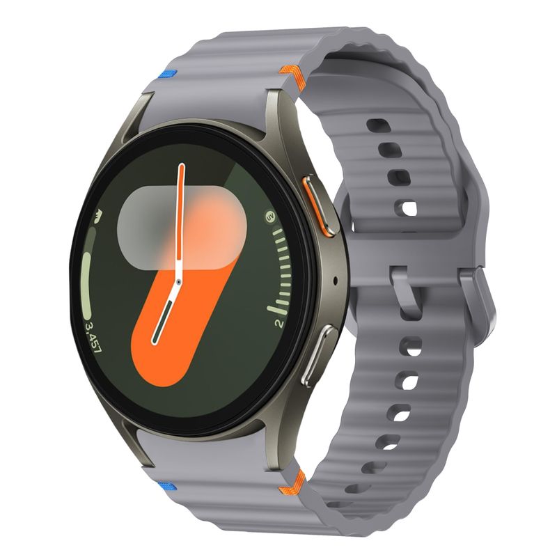 Skirta „Samsung Galaxy Watch 7“ 40 / 44 mm bangų raštu susiūta silikono laikrodžio apyrankė (tamsiai pilka)_voghion.com