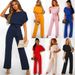 women's product 2021 spring and summer fashionable lace-up button short-sleeved women's jumpsuit_voghion.com
