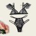 Sexig BH Set Broderi Blommig Mesh Underkläder Set Push Up Bralette+Ihålig stringtrosa Kvinnor Sexiga Intimates Underkläder_voghion.com