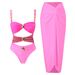 Maillot de bain deux pièces pour femme, ensemble de maillot de bain moulant en mousseline de soie_voghion.com