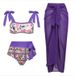 Women's Hip-wrapped Three-piece Swimsuit Color-blocking Printed Beach Sun Protection Clothes_voghion.com