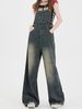 Summer Overalls For Women, American Petite, Lazy Style, Loose Casual, Draped Wide-Leg Denim Jumpsuit_voghion.com
