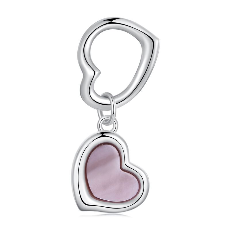 Ciondolo a forma di cuore in conchiglia rosa, ciondolo in argento sterling, BSC1083_voghion.com