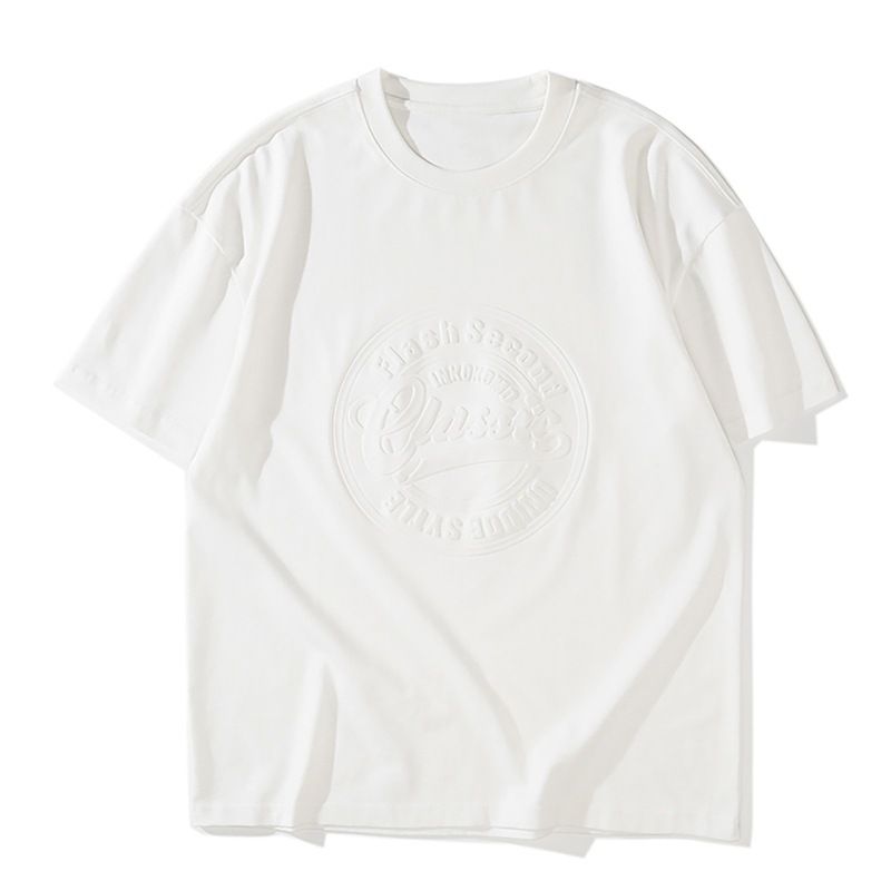 Herrenbekleidung Sommer Dreidimensionaler Stahldruck Lässiges Kurzarm-T-Shirt Herrengröße Fett Plus Fett Plus Size Reine Baumwolle Halbarm_voghion.com