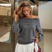 Off-Shoulder Knit Sweater – Women's Oversized Ribbed Pullover (S-XL, Grey, Work-to-Winter Essential)_voghion.com