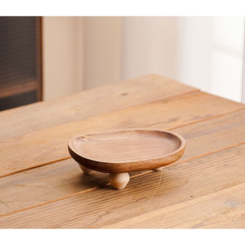 Xiangsi Chinese Style Wooden High-foot Irregular Fruit Dessert Plate Snack Household Storage Tray_voghion.com