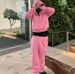 SUVENE Track Suits Street Fashion Hip-hop Zip Loose Solid Color Sports Set_voghion.com