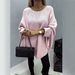 Women's Cape Knit Sweater – Oversized Shawl Collar Pullover (Greyish/Pinkish/Khaki, S/M & L/XL)_voghion.com