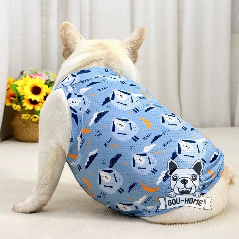 Ropa de verano para Pug Francés, fina, de malla, de seda fría, fresca, de cuerpo corto, para Bulldog, para perros gordos, transpirable_voghion.com