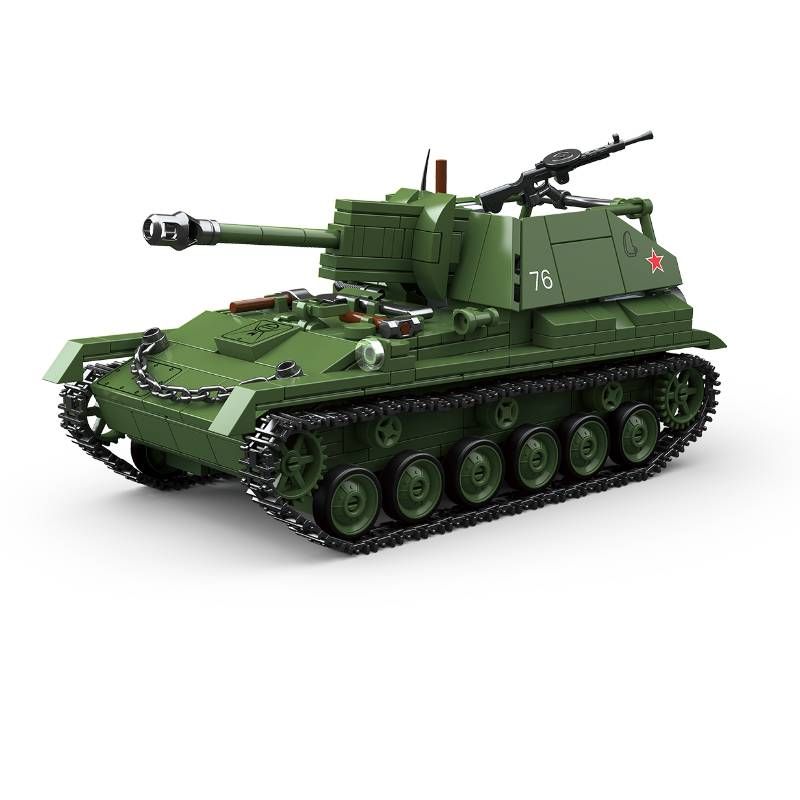 Militärische klassische Modell Sowjetunion SU76 Tank Destroyer Sammlung Ornament Bausteine Ziegel Weihnachten Spielzeug_voghion.com