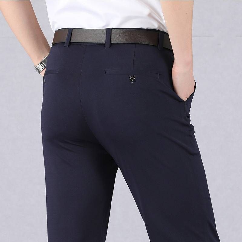 Pantalons pour hommes, pantalons d'été fins et décontractés pour hommes, pantalons amples, droits et extensibles, grande taille_voghion.com